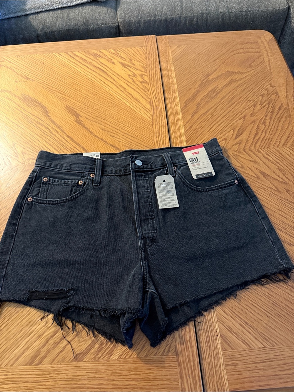 Levi's Black High-Rise 501 Cutoff Denim Shorts